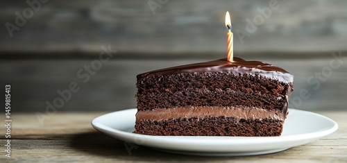Obraz na płótnie A rich chocolate birthday cake adorned with a lit candle, festive sprinkles, and sugar w salonie