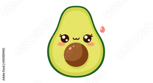 Cute cartoon avocado with expressive eyes and smile  