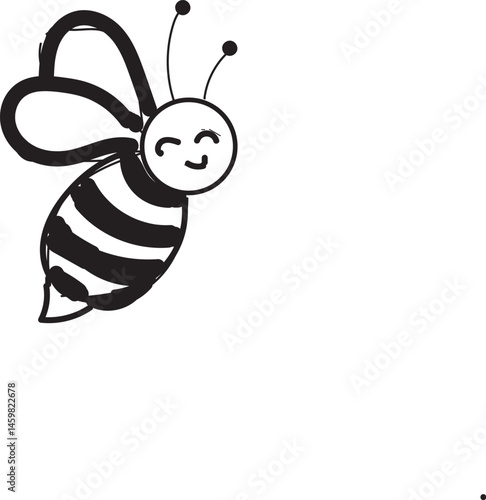 black color bee silhouette icon. Bee icons.