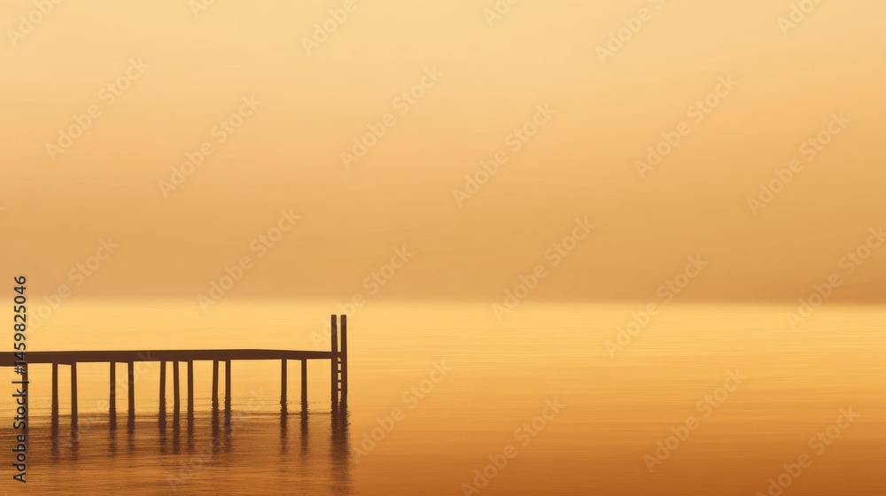 Obraz premium Golden Hour Serenity: A Solitary Dock at Dawn
