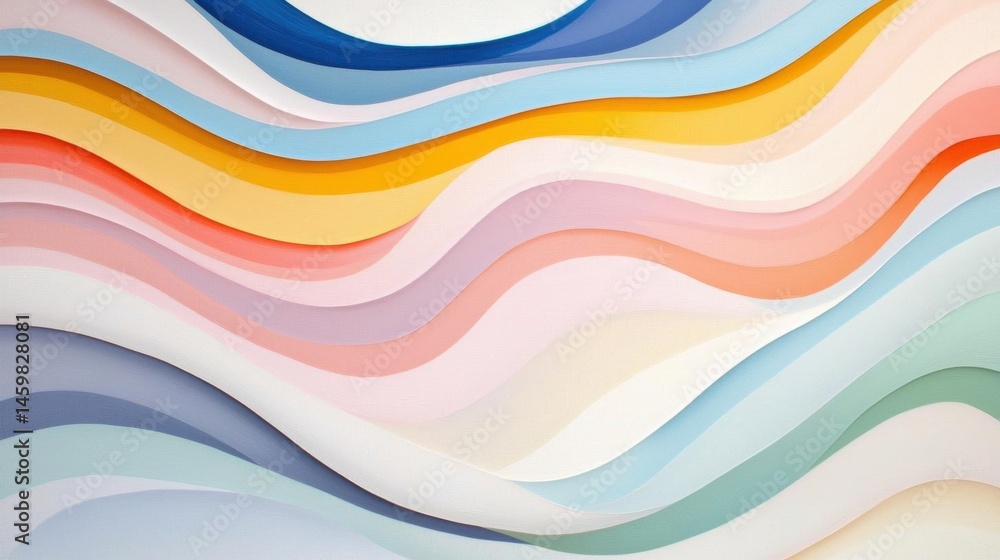 Abstract background with a wave-like pattern. the wave is made up of multiple layers of different colors, including blue, orange, pink, yellow, green, and light blue. Abstract background with a wave-like pattern. the wave is made up of multiple layers of different colors, including blue, orange, pink, yellow, green, and light blue.