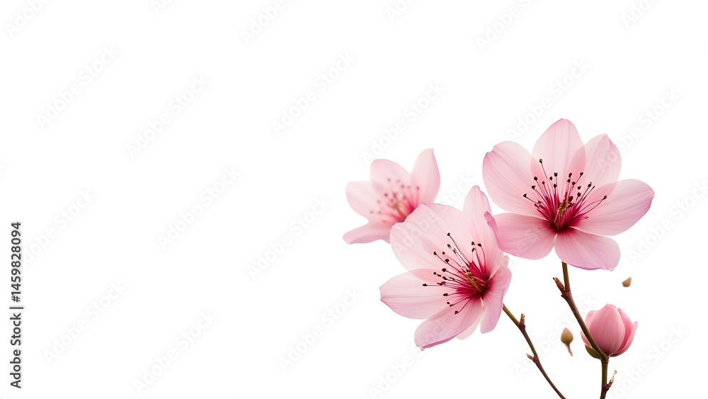 Fototapeta premium Delicate pink cherry blossoms in full bloom against a soft black background, evoking tranquility and beauty