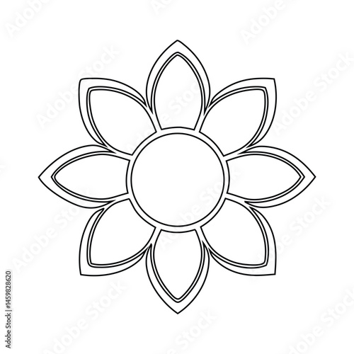 Flower Outline Vector Illustration on White Background