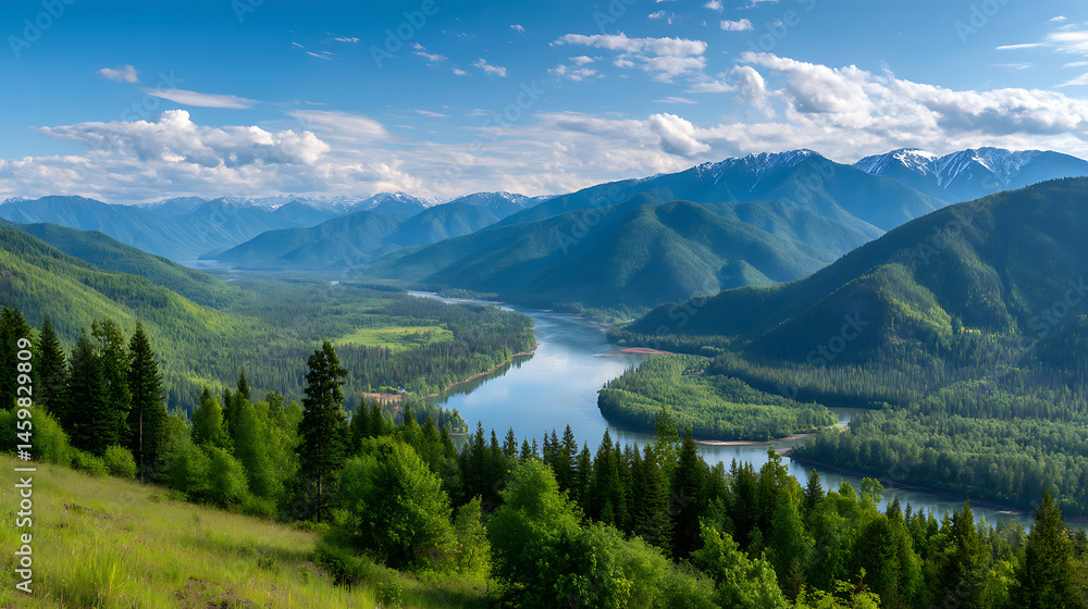 Snowy mountains of Alaska, landscape with forests, valleys, and rivers in daytime. Breathtaking nature composition background wallpaper, travel destination, adventure outdoors 050625 01 Snowy mountains of Alaska, landscape with forests, valleys, and rivers in daytime. Breathtaking nature composition background wallpaper, travel destination, adventure outdoors 050625 01