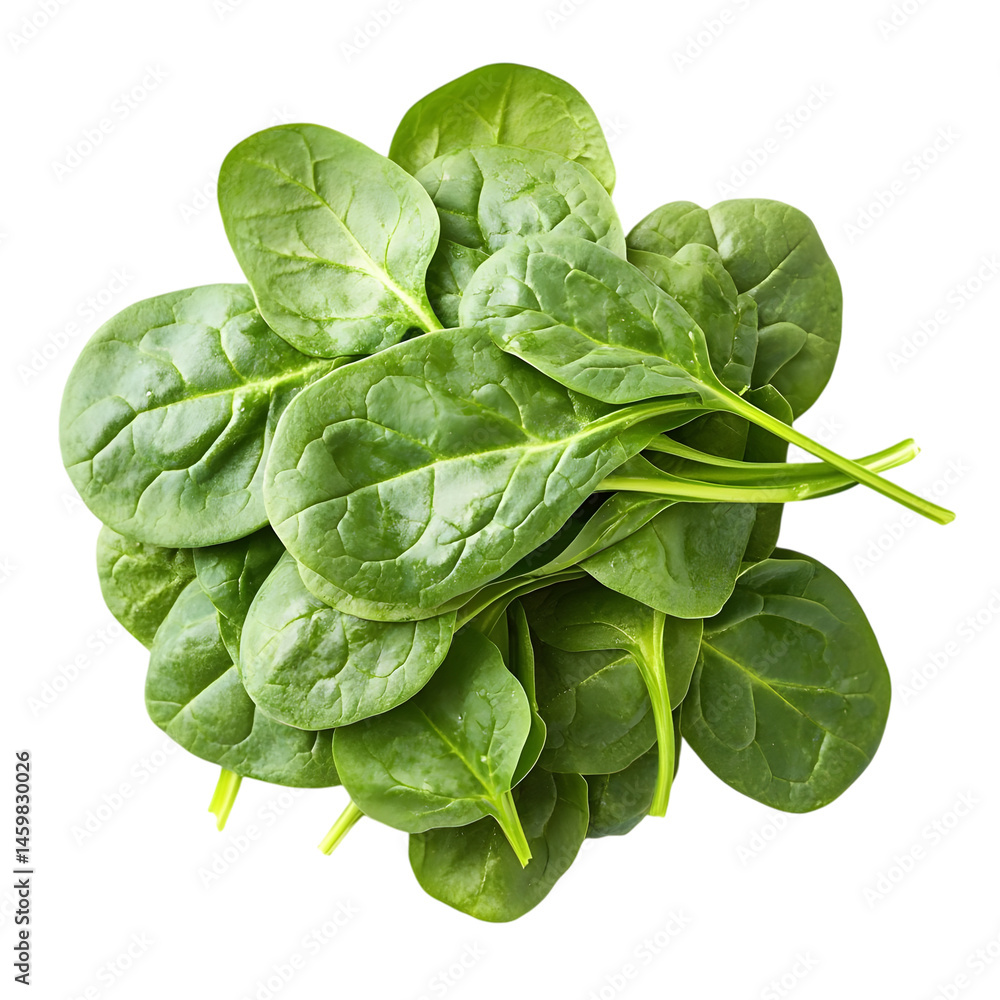 Fototapeta premium Fresh spinach leaves isolated, healthy greens and raw salad ingredients isolated on transparent background.