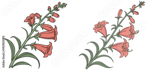 A snapdragon flower icon with a tall stalk and dragon-shaped 
blooms. 