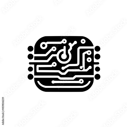 Abstract Circuit Board Icon: Minimalist Tech Design