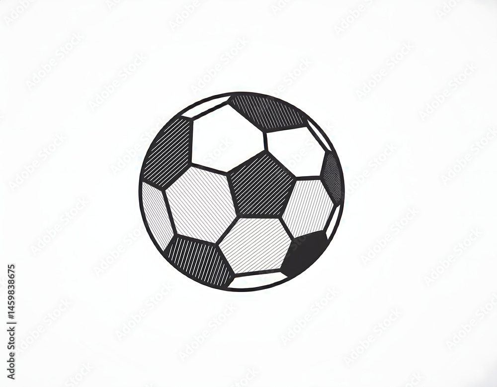 Fototapeta premium Soccer ball with hatching representing traditional football design