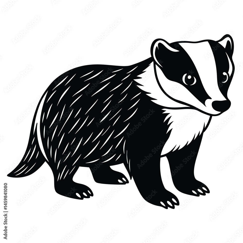 Obraz premium European Badger illustration white background