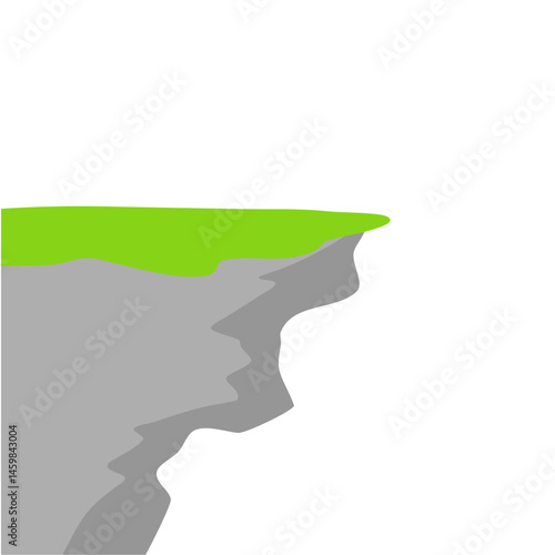 Cartoon cliff with grass. Vector illustration 
