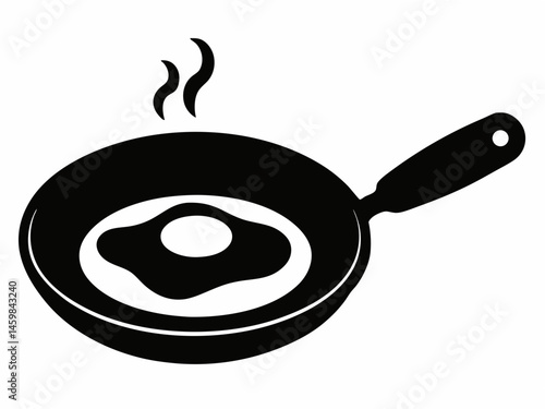 Silhouette Frying Pan Egg Breakfast Icon,Frying Pan illustration