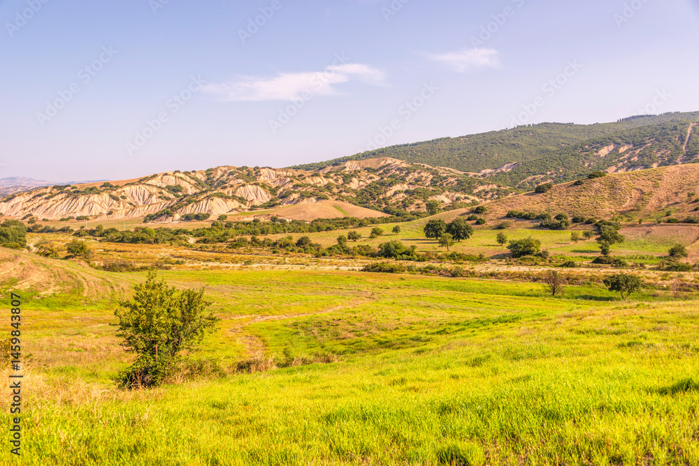 Naklejka premium summer countryside landscape inside val d'agri, basilicata