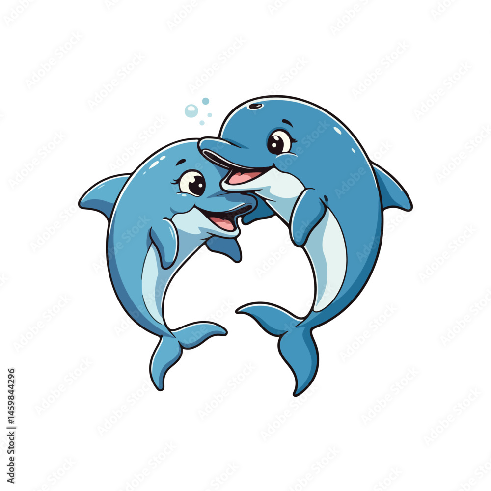 Naklejka premium Cute Whale Swimming Cartoon Vector Icon Illustration Animal Nature Icon Isolated Flat Vector