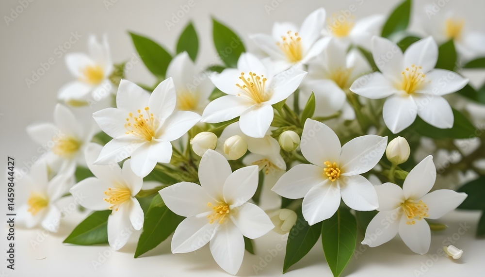 Obraz premium A stunning arrangement of pristine white flowers, showcasing their delicate petals and vibrant yellow centers.