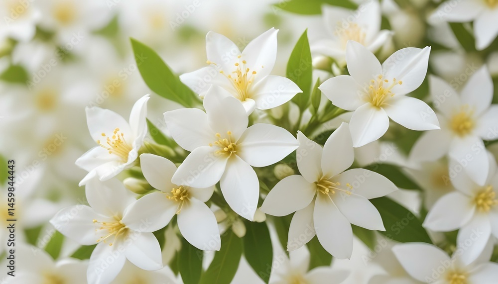 Obraz premium A captivating view of stunning white flowers with yellow centers, in full bloom.