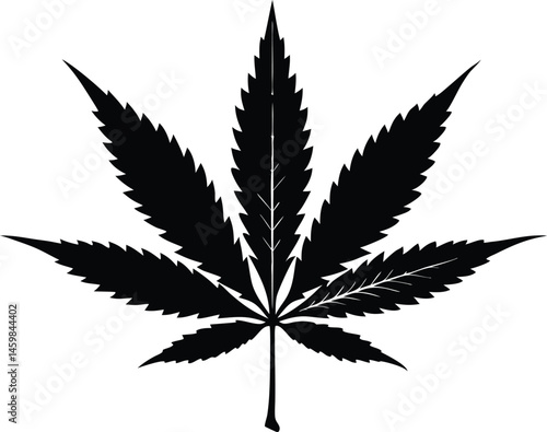 Cannabis marijuana hemp leaf silhouette vector, marijuana leaf icon