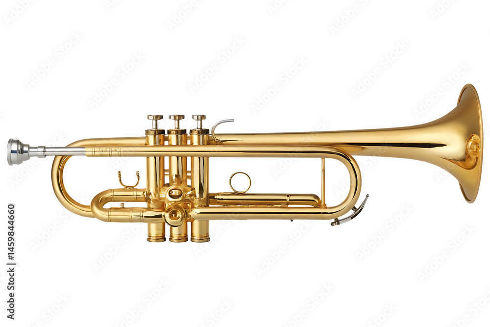 Obraz premium High-quality stock photo of a golden trumpet isolated on white background PNG