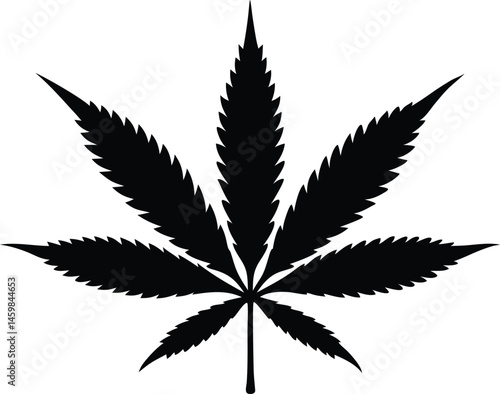 Marijuana cannabis hemp leaf silhouette vector, cannabis hemp leaf icon, Marijuana leaf black silhouette