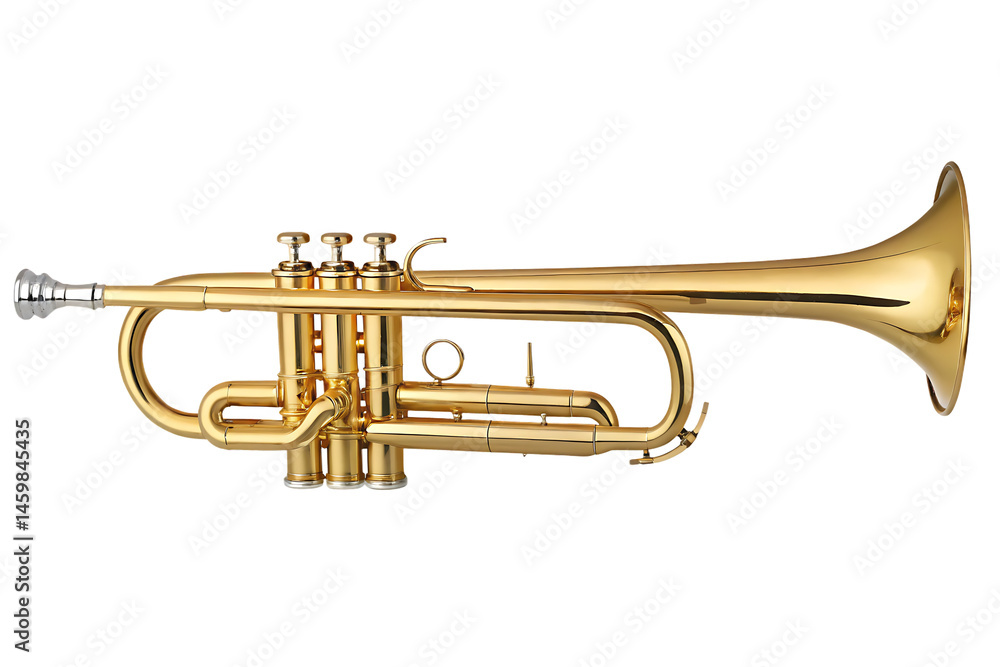 Fototapeta premium High-quality stock photo of a golden trumpet isolated on white background PNG
