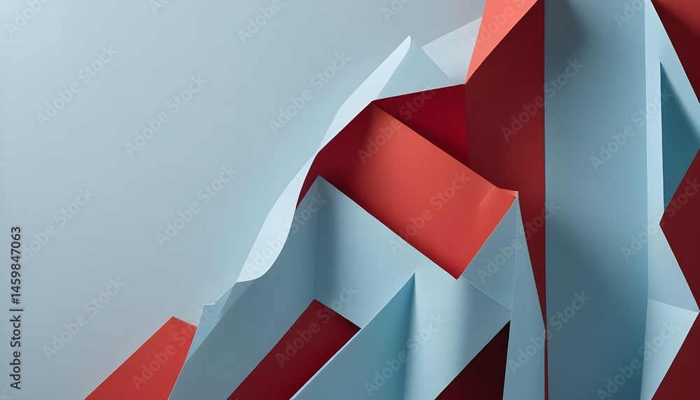 Fototapeta premium Vibrant abstract art with paper folding techniques creating geometric shapes and colors.