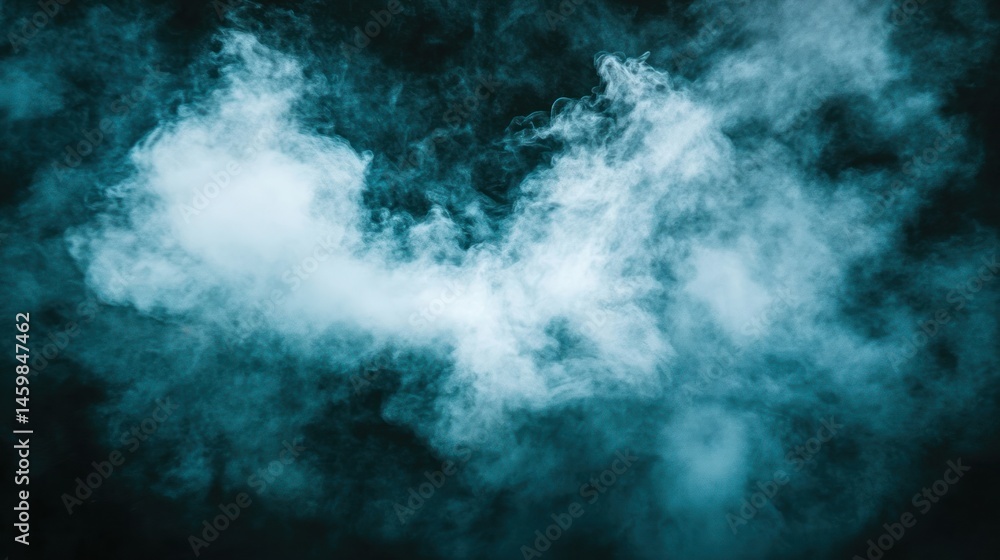 Abstract teal and white smoke clouds on black background. Abstract teal and white smoke clouds on black background.