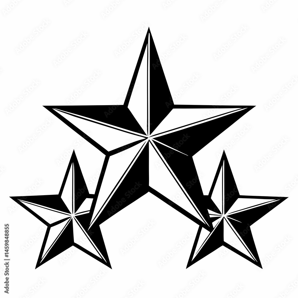 Obraz premium three star vector art isolated vector illustration