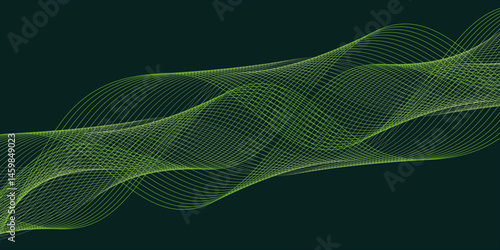 abstract colorful wave line background on green background.	
