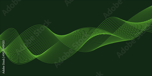 abstract colorful wave line background on green background.	