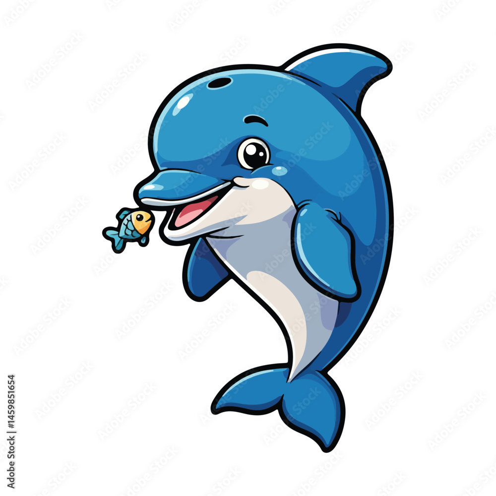 Fototapeta premium Cute Whale Swimming Cartoon Vector Icon Illustration Animal Nature Icon Isolated Flat Vector