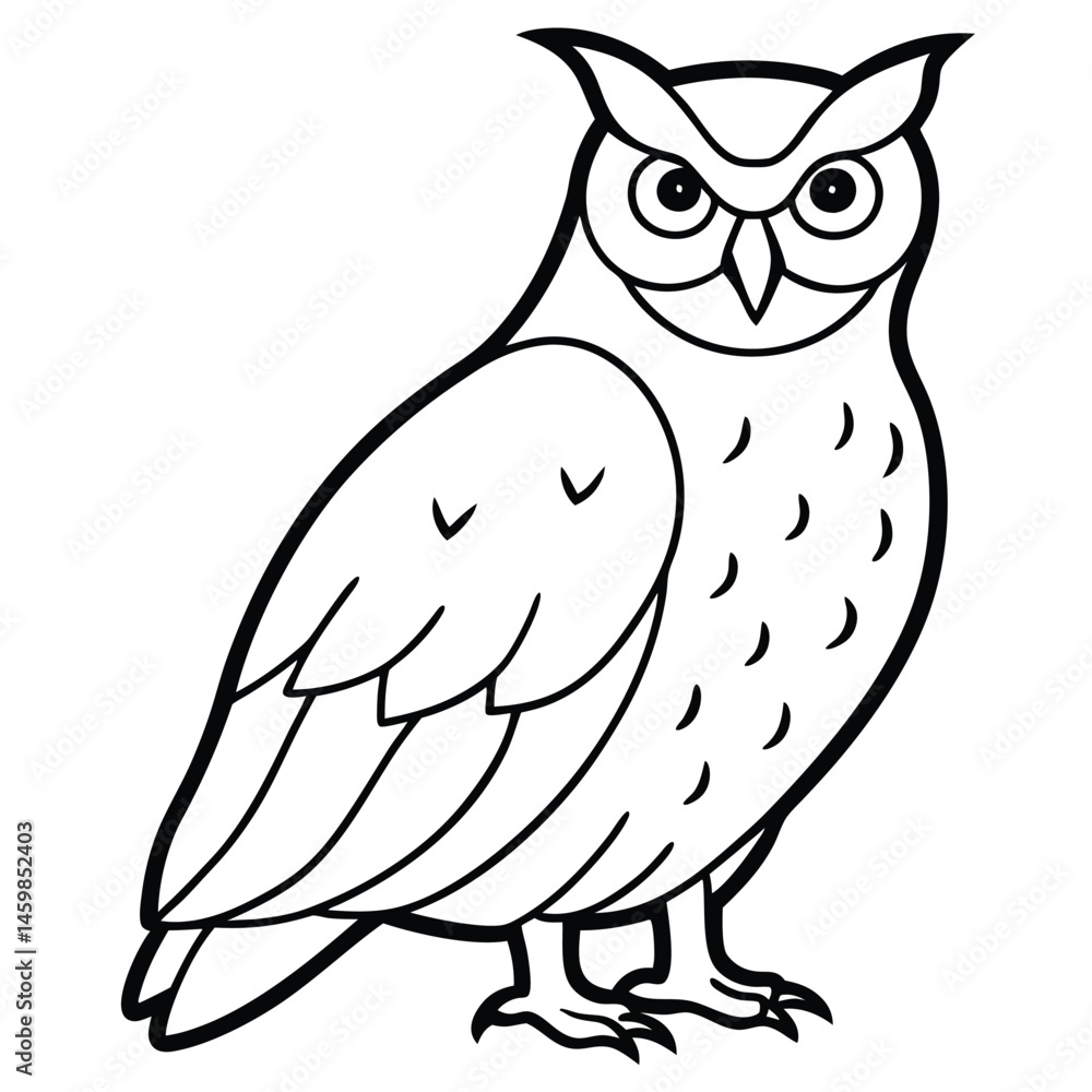 Fototapeta premium Great Horned Owl illustration white background