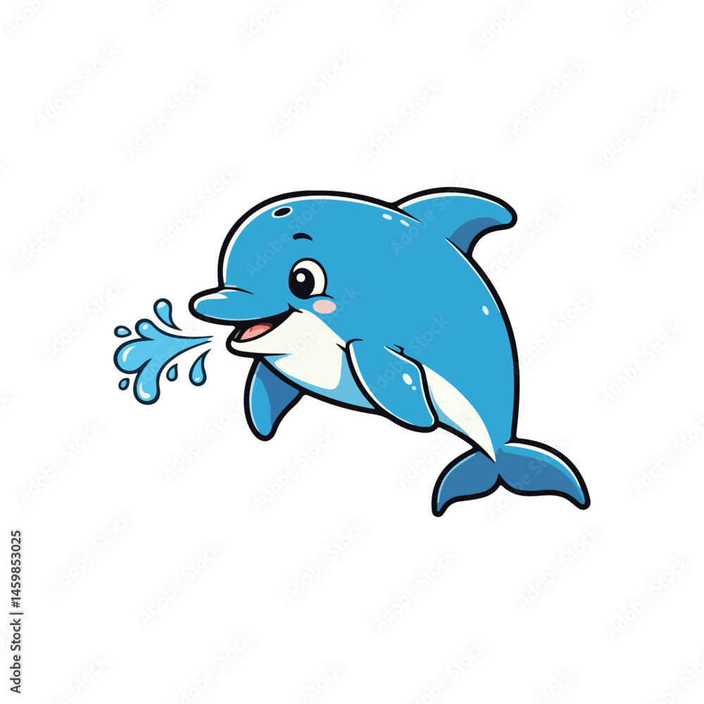 Fototapeta premium Cute Whale Swimming Cartoon Vector Icon Illustration Animal Nature Icon Isolated Flat Vector