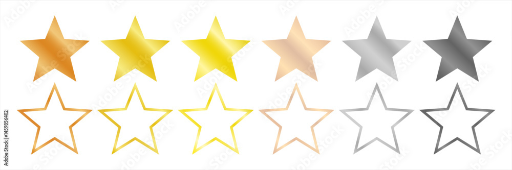 Metallic gradient stars icons for rating Metallic gradient stars icons for rating