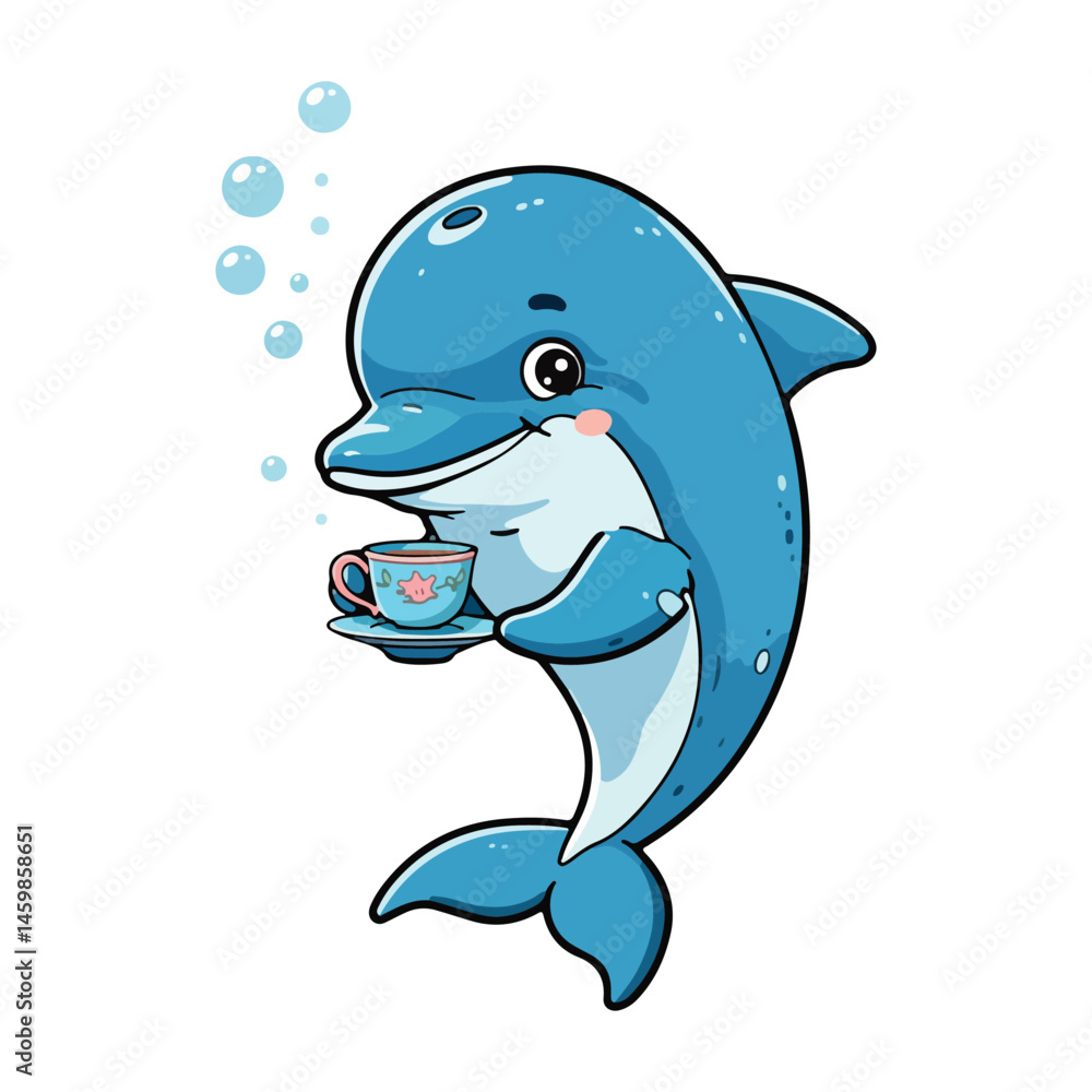Naklejka premium Cute Whale Swimming Cartoon Vector Icon Illustration Animal Nature Icon Isolated Flat Vector