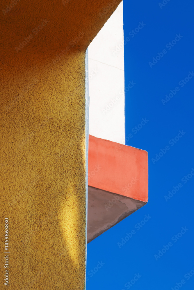 abstract building close up on background blue sky