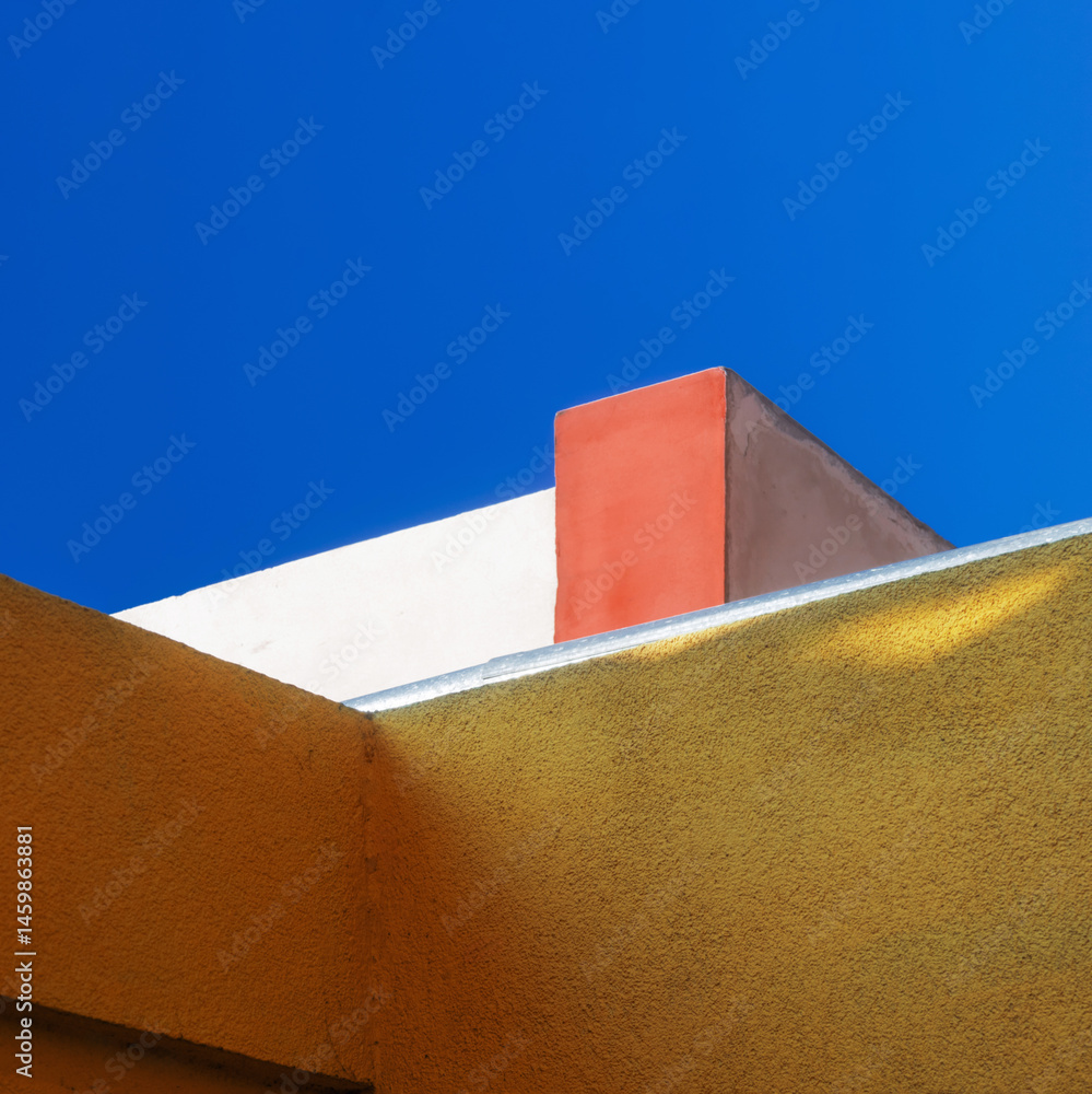 abstract building close up on background blue sky