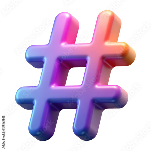 Wallpaper Mural Hashtag symbol 3D icon in vibrant neon holographic style. Isolated plastic 3D icon. Torontodigital.ca