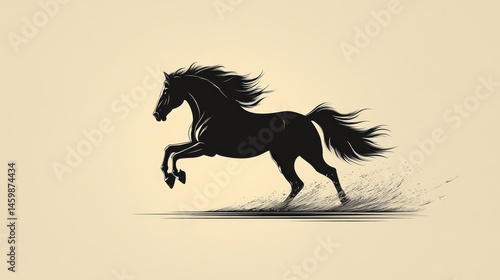 Silhouetted galloping horse