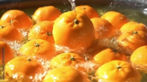 Wallpaper Mural Orange falls into the water, there is a splash of freshness, squeeze the orange and then the orange juice is poured into the glass. Short video suitable for video elements about drinks. Generative AI. Torontodigital.ca