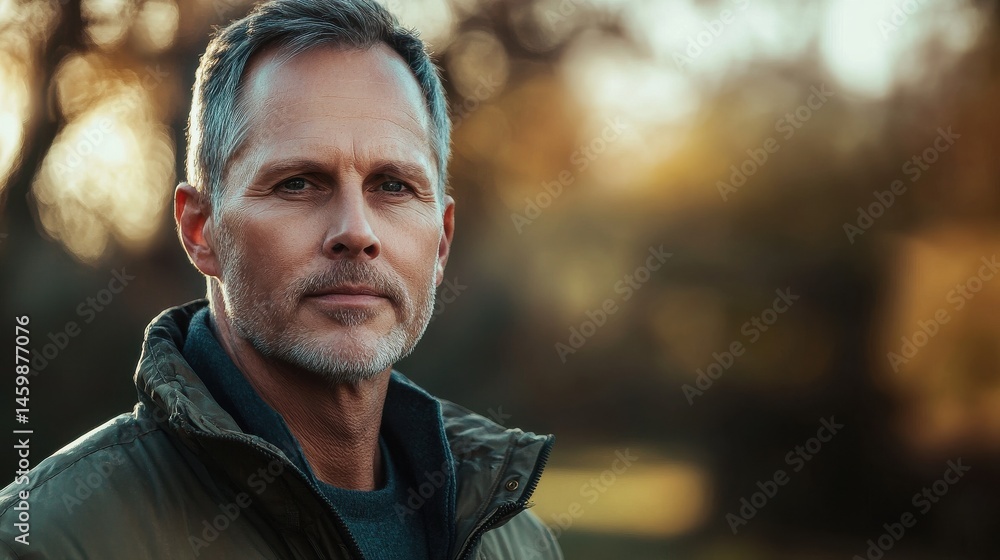 Middle aged man in a casual outdoor portrait Middle aged man in a casual outdoor portrait