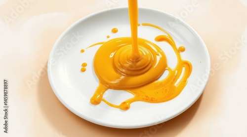 Wallpaper Mural Creamy Yellow Mustard Messy Pouring on White Plate, Close-Up Splatter

 Torontodigital.ca