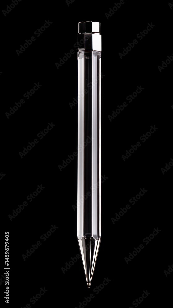 Naklejka premium Elegant Silver and Crystal Pen: A Study in Minimalist Design