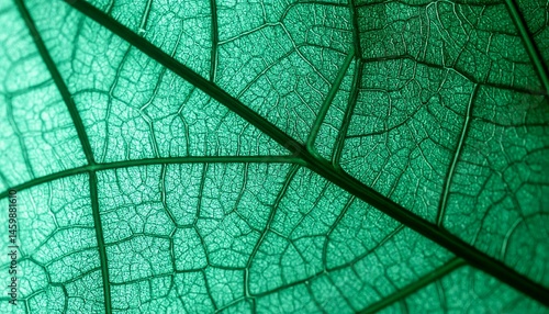 Detailed Closeup of a Vibrant Green Leaf Vein Structure Botanical Texture Nature Background
