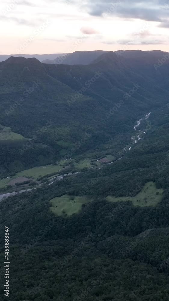 Morro dos Cabritos in Aparados da Serra, Praia Grande Santa Catarina Canyons. Aerial view. Vertical video Morro dos Cabritos in Aparados da Serra, Praia Grande Santa Catarina Canyons. Aerial view. Vertical video