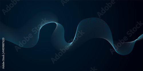 Abstract technology blue curve wavy chaotic line. 