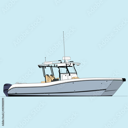 Vector Boat Line Art Illustration