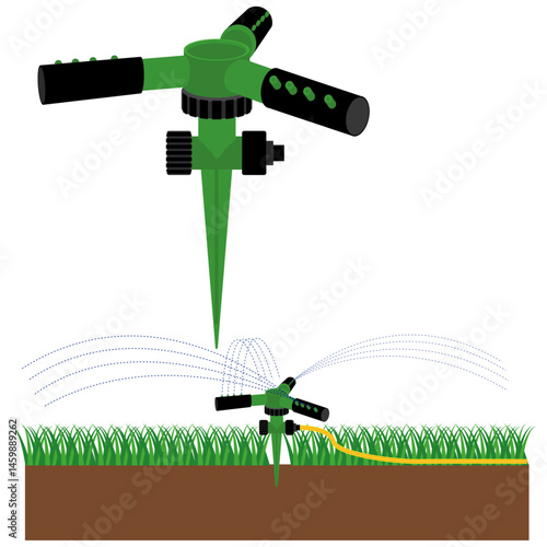 spraying water, sprinkler irrigation, Garden irrigation system.