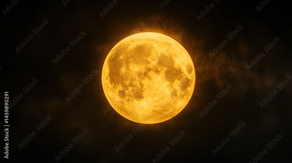 Fototapeta premium Majestic Orange Full Moon in Night Sky