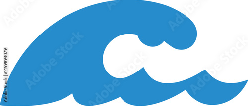 Abstract blue ocean wave illustration on a white background -  