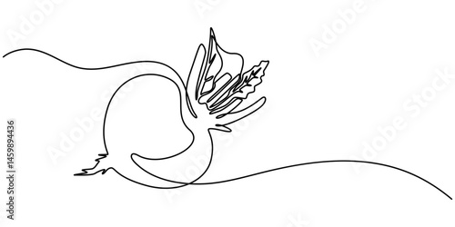 Continuous one line drawing of beetroot vegetable. Beetroot single line art vector illustration. Editable vector, Simple beetroot design in continuous line art drawing style. Grow beet plant minimal.