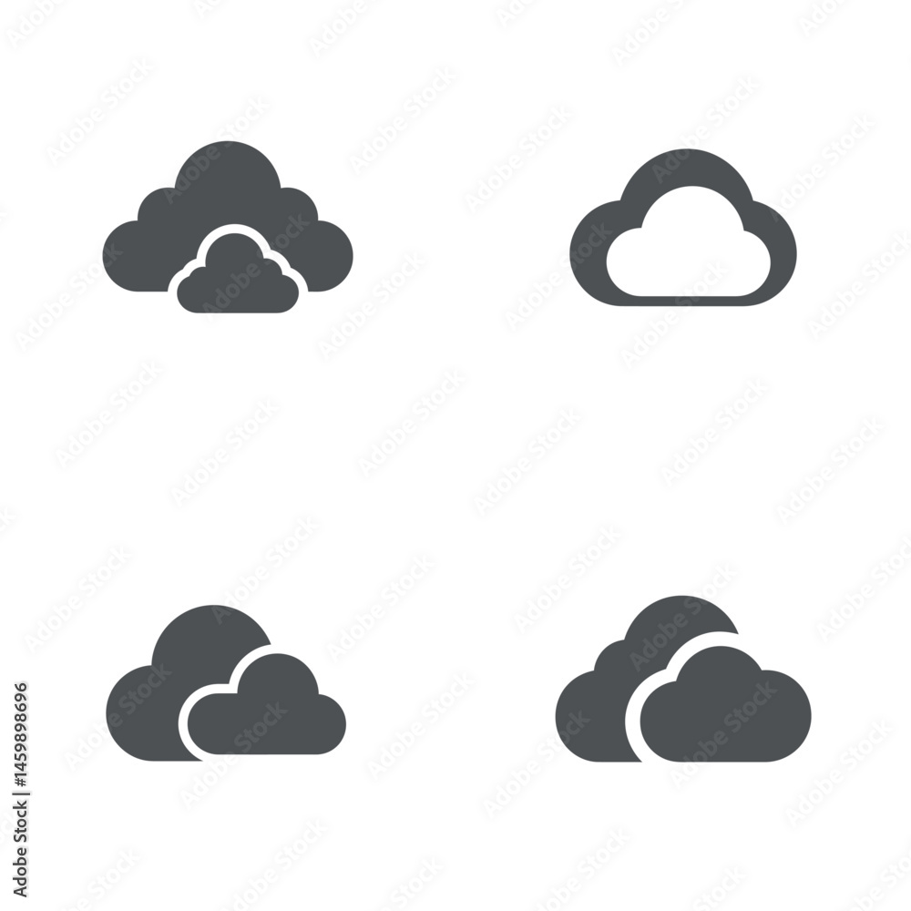 Cloud icon sheet, vector icons, simple shapes Cloud icon sheet, vector icons, simple shapes